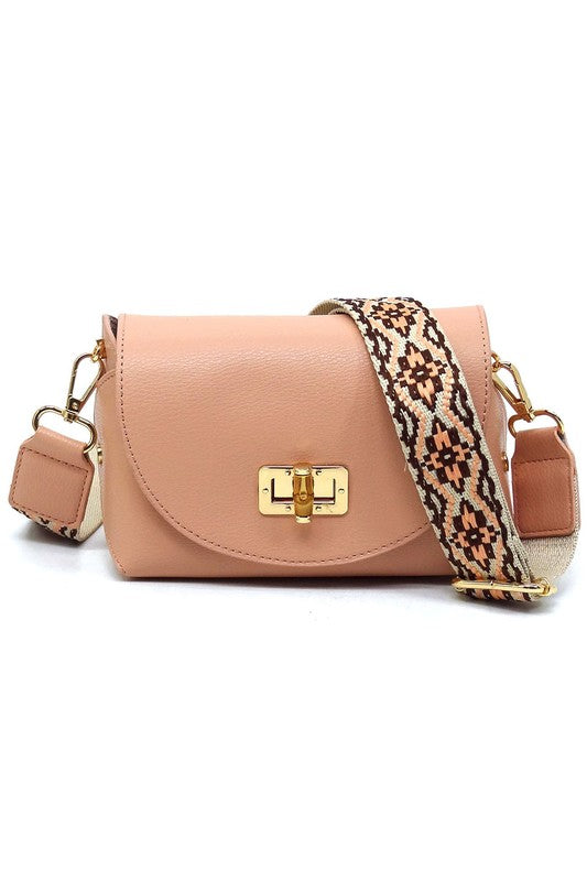 Bamboo Twist Lock Flap Crossbody Bag | Modern Boutique Fashion