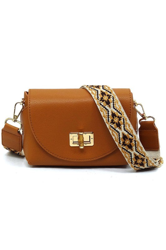 Bamboo Twist Lock Flap Crossbody Bag | Modern Boutique Fashion