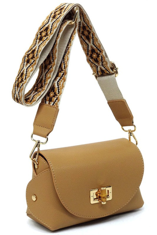 Bamboo Twist Lock Flap Crossbody Bag | Modern Boutique Fashion