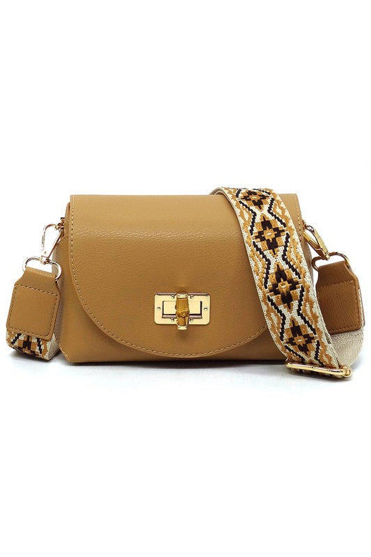 Bamboo Twist Lock Flap Crossbody Bag | Modern Boutique Fashion