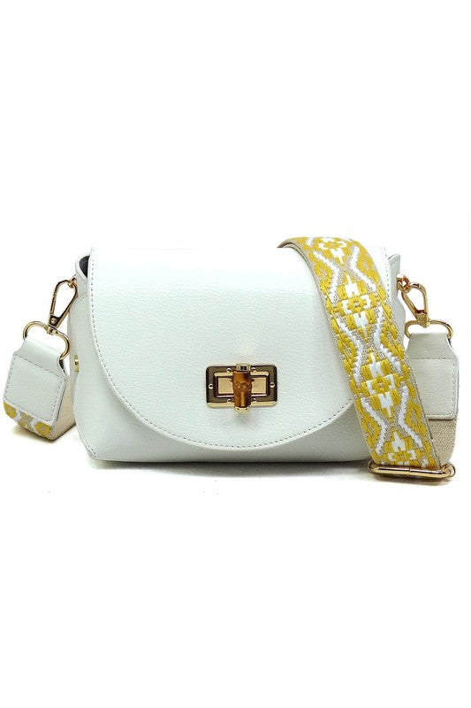Bamboo Twist Lock Flap Crossbody Bag | Modern Boutique Fashion