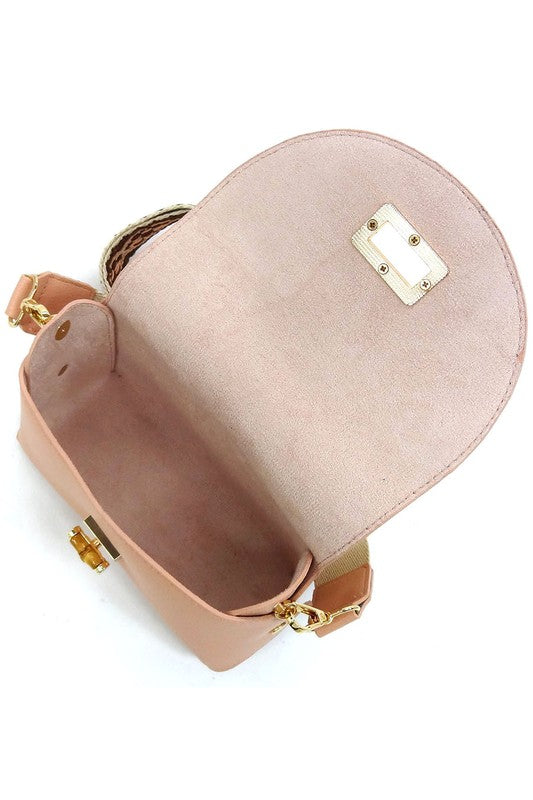 Bamboo Twist Lock Flap Crossbody Bag | Modern Boutique Fashion