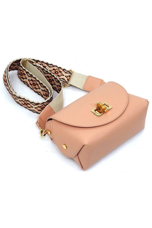 Bamboo Twist Lock Flap Crossbody Bag | Modern Boutique Fashion