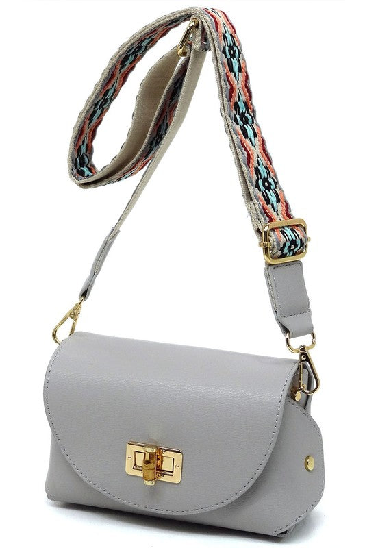 Bamboo Twist Lock Flap Crossbody Bag | Modern Boutique Fashion