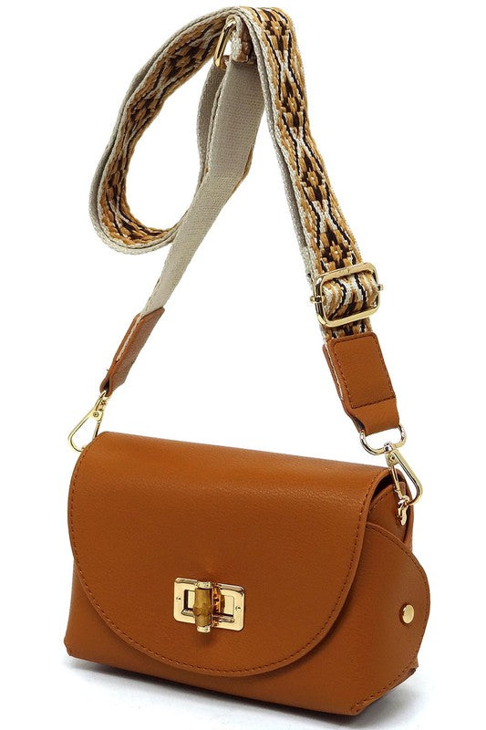 Bamboo Twist Lock Flap Crossbody Bag | Modern Boutique Fashion