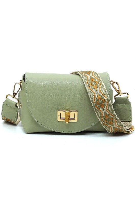 Bamboo Twist Lock Flap Crossbody Bag | Modern Boutique Fashion