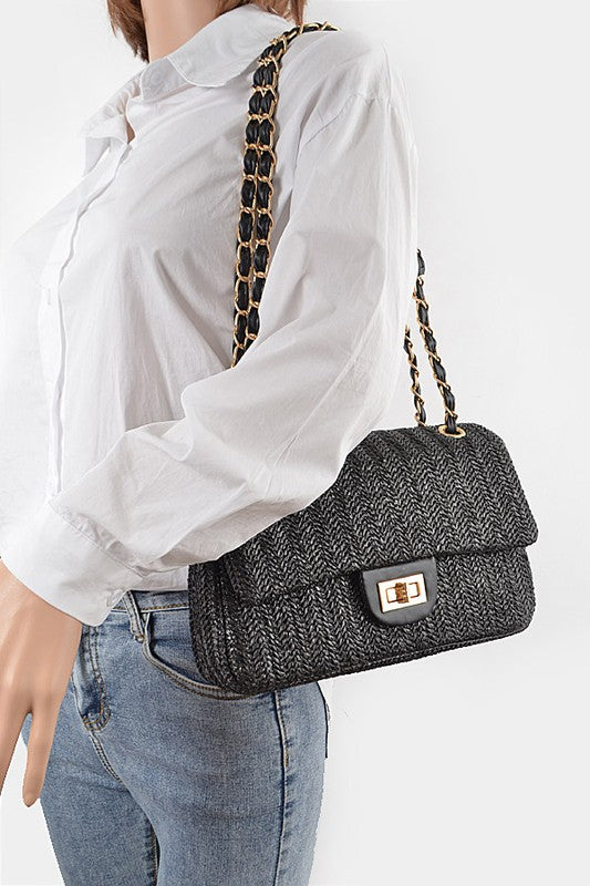 Faux Straw Fashion Shoulder Bag | Modern Boutique Fashion