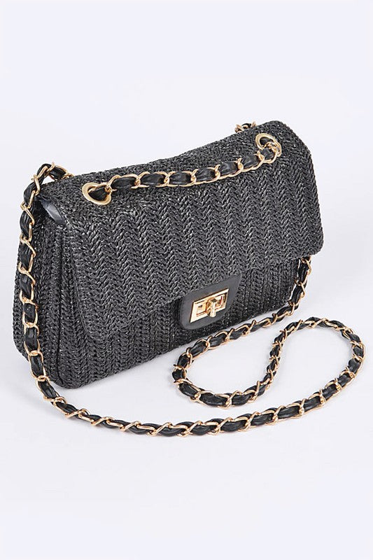 Faux Straw Fashion Shoulder Bag | Modern Boutique Fashion
