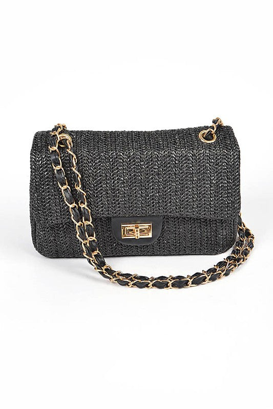 Faux Straw Fashion Shoulder Bag | Modern Boutique Fashion