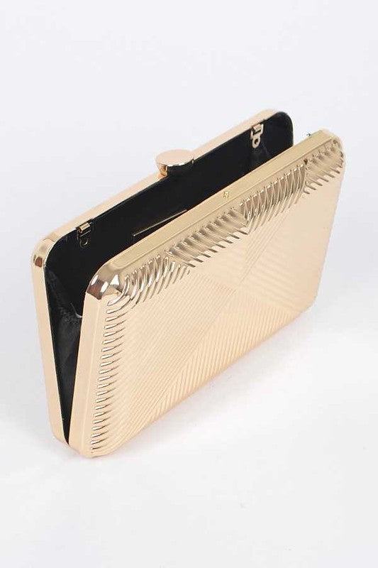 Textured Shiny Metal Box Clutch | Modern Boutique Fashion