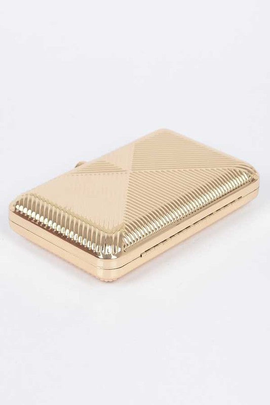 Textured Shiny Metal Box Clutch | Modern Boutique Fashion