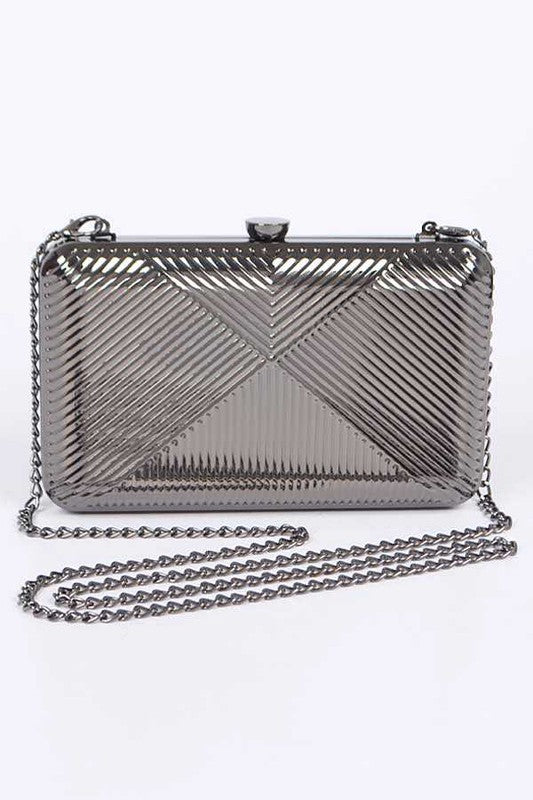 Textured Shiny Metal Box Clutch | Modern Boutique Fashion