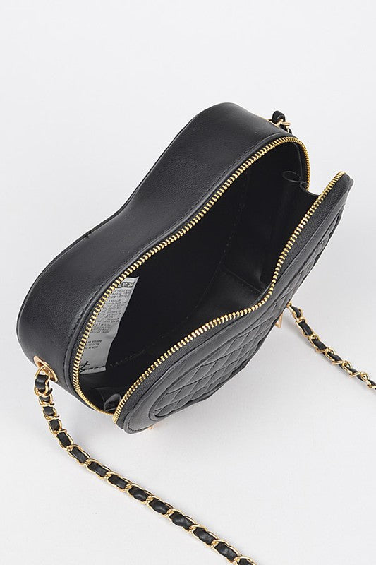 Quilted Heart Shape Swing Crossbody Bag | Modern Boutique Fashion