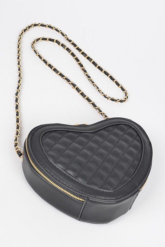 Quilted Heart Shape Swing Crossbody Bag | Modern Boutique Fashion