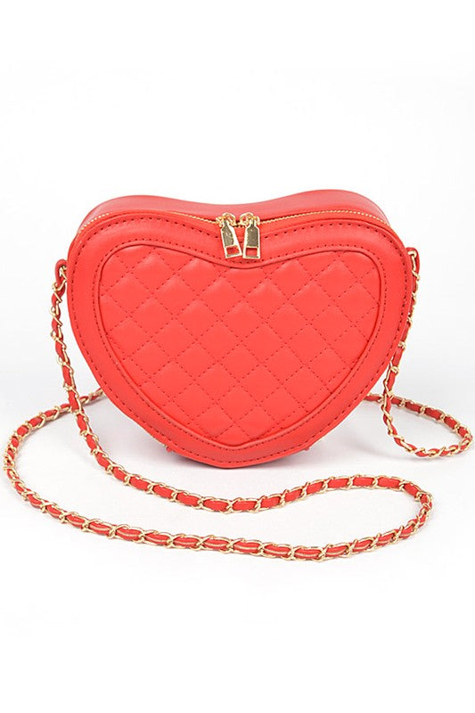 Quilted Heart Shape Swing Crossbody Bag | Modern Boutique Fashion