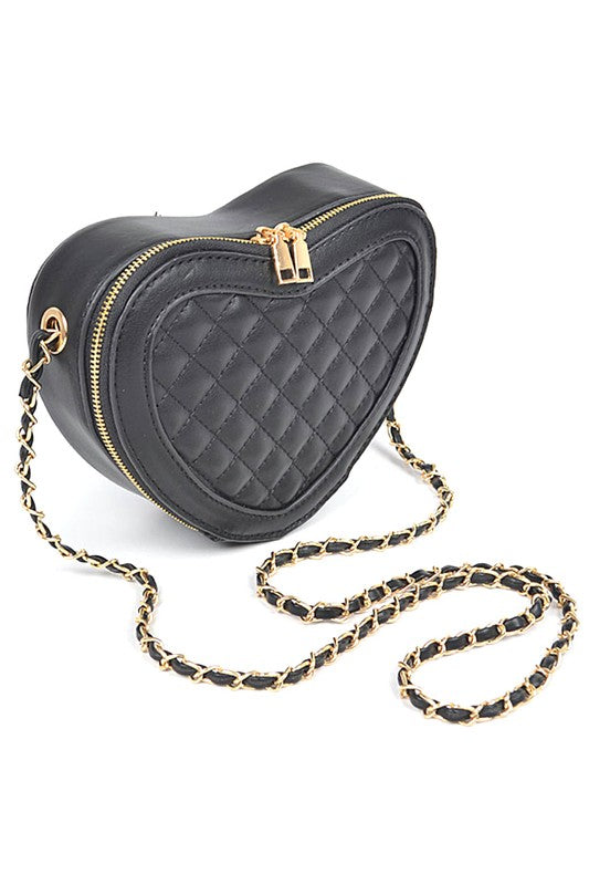 Quilted Heart Shape Swing Crossbody Bag | Modern Boutique Fashion