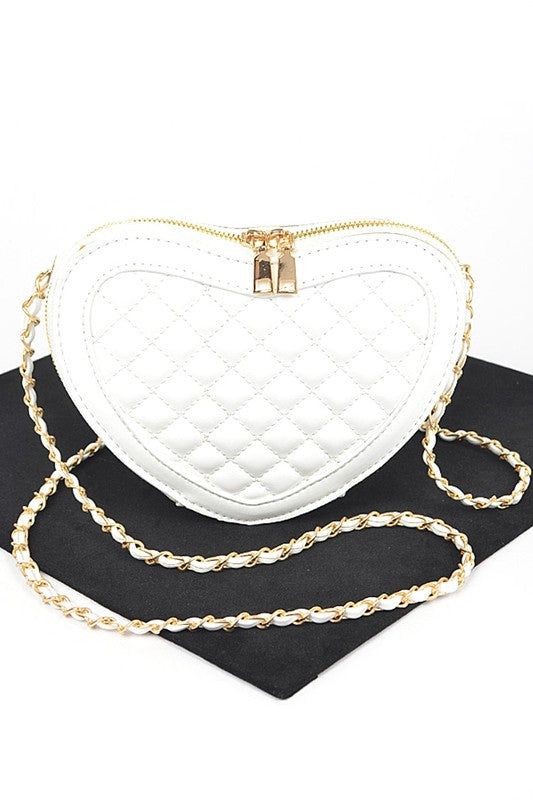Quilted Heart Shape Swing Crossbody Bag | Modern Boutique Fashion