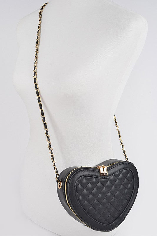 Quilted Heart Shape Swing Crossbody Bag | Modern Boutique Fashion