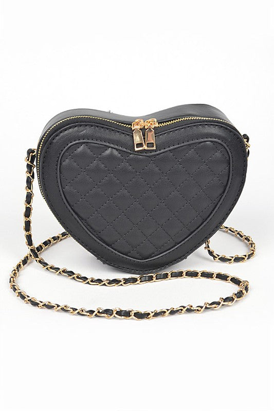 Quilted Heart Shape Swing Crossbody Bag | Modern Boutique Fashion