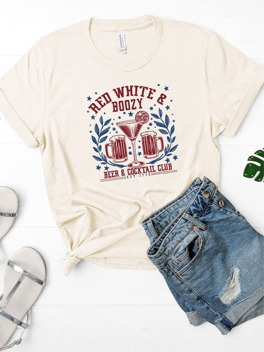 Red White and Boozy Beer Cocktail Graphic Tee