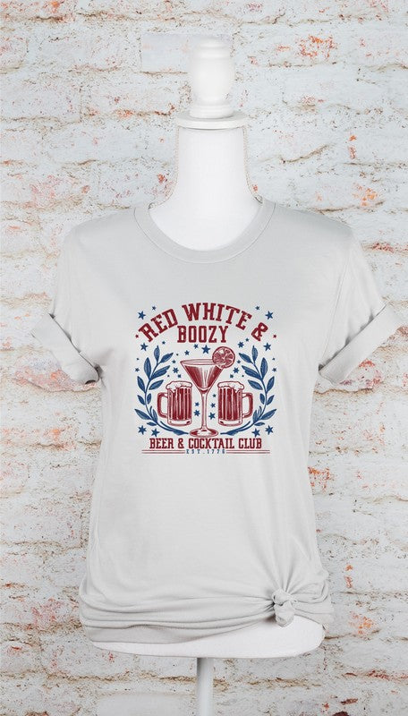 Red White and Boozy Beer Cocktail Graphic Tee