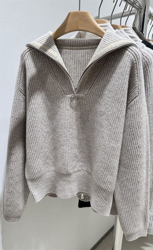 Ribbed Half Zip Sweater | Modern Boutique Fashion