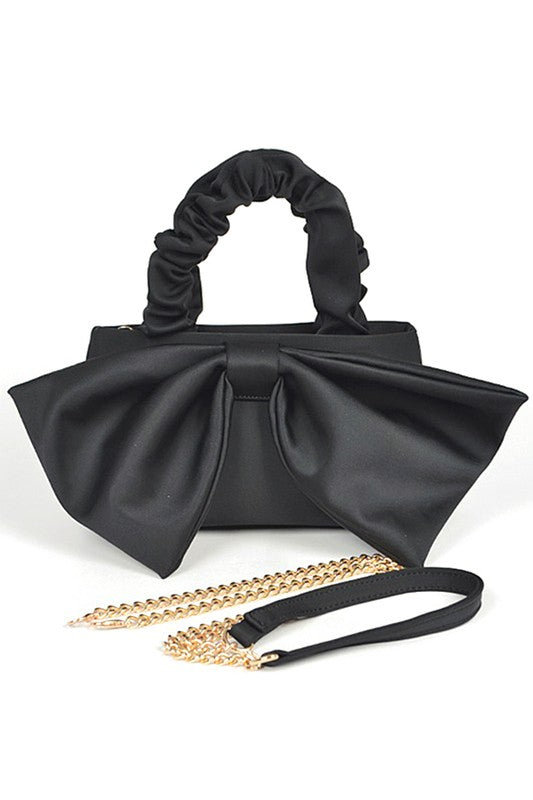 Crinkle Handle Large Bow Tie Clutch Bag | Modern Boutique Fashion