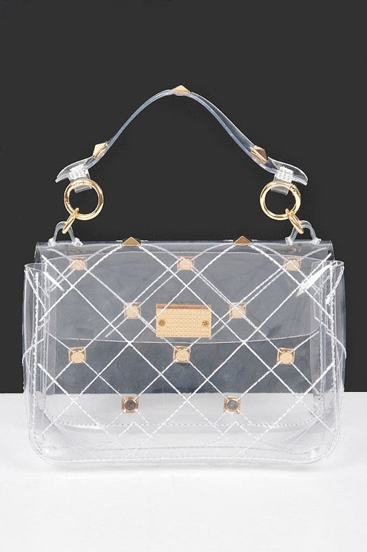 Studded Transparent Stadium Bag | Modern Boutique Fashion