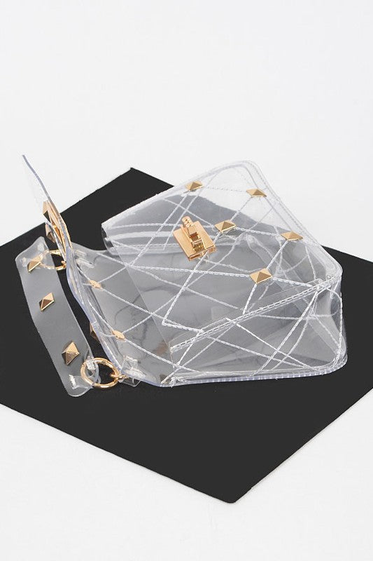 Studded Transparent Stadium Bag | Modern Boutique Fashion