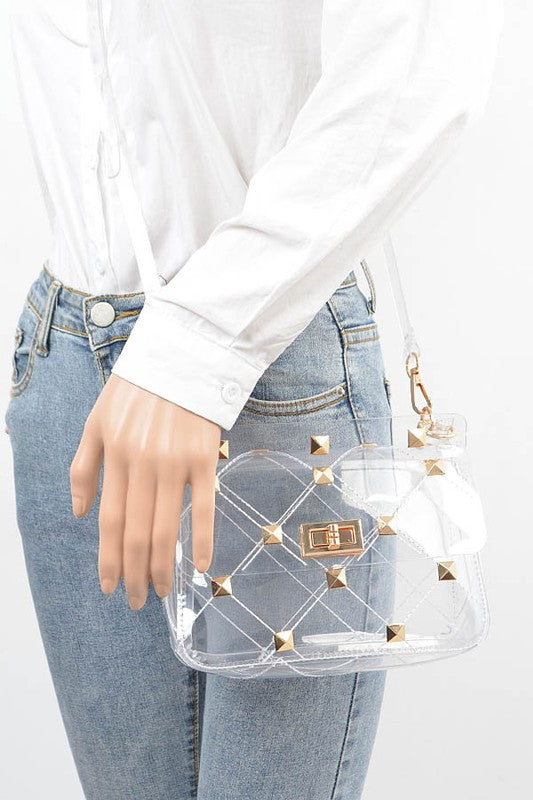 Studded Transparent Stadium Bag | Modern Boutique Fashion