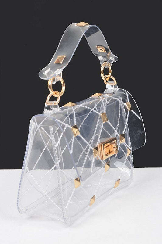 Studded Transparent Stadium Bag | Modern Boutique Fashion