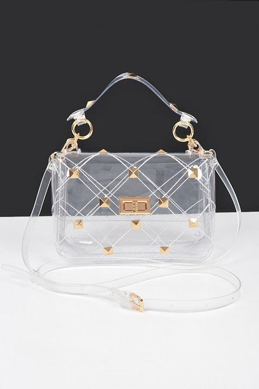 Studded Transparent Stadium Bag | Modern Boutique Fashion