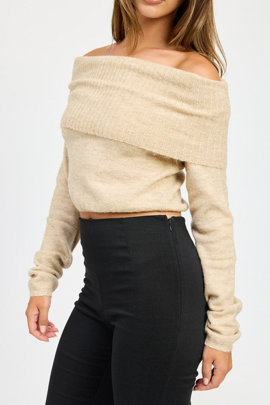Off Shoulder Fold Over Top