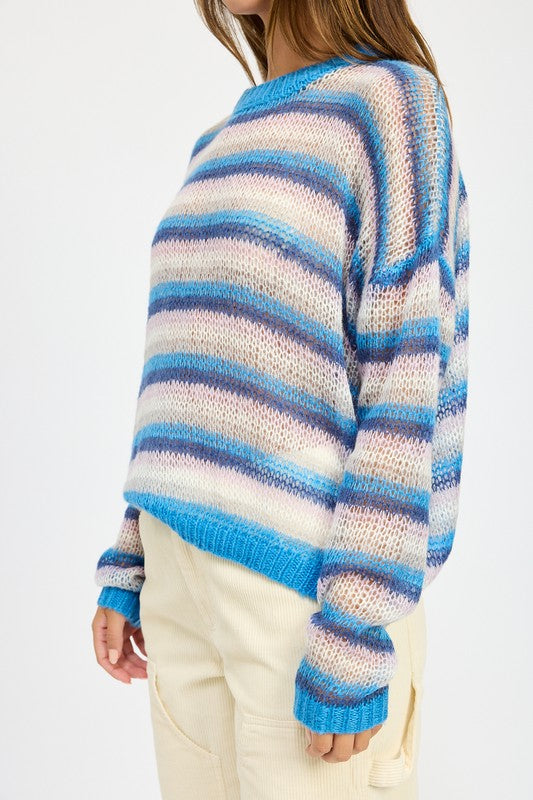 Stripped Crochet Sweater Top