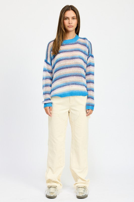 Stripped Crochet Sweater Top