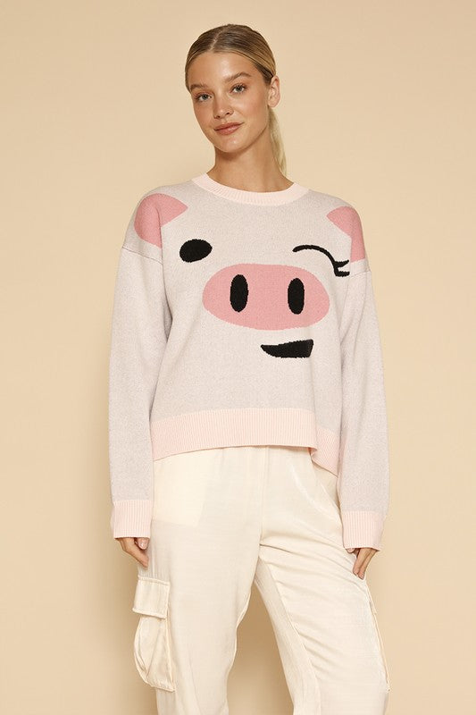 Pig Face Knit Sweater | Modern Boutique Fashion
