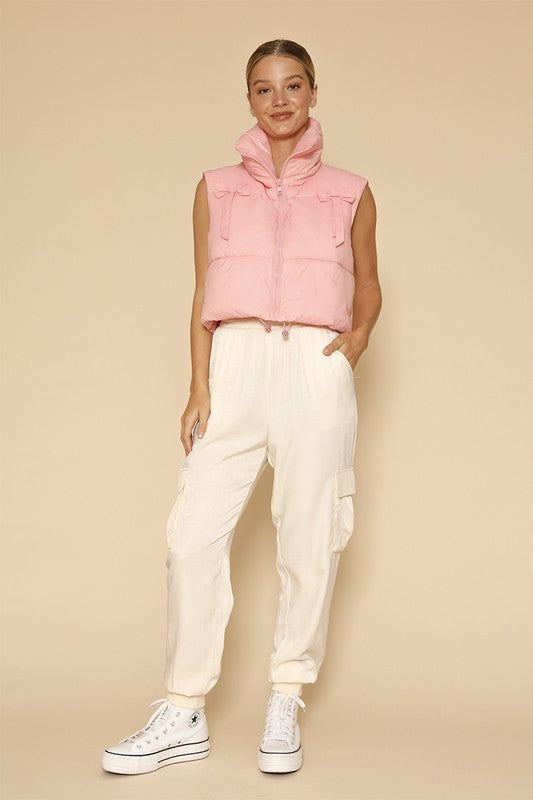 Bow Cropped Puffer Vest | Modern Boutique Fashion