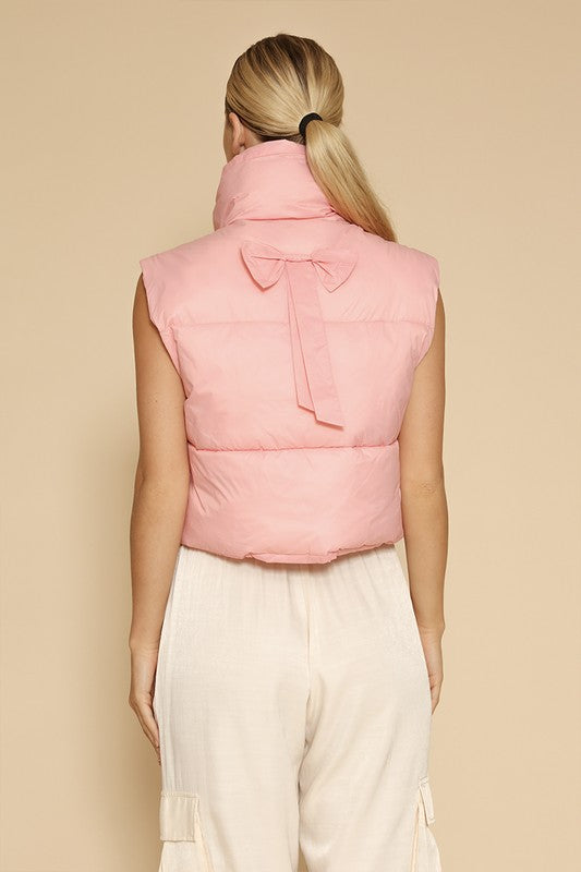 Bow Cropped Puffer Vest | Modern Boutique Fashion