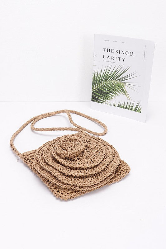 Faux Straw Large Flower Swing Crossbody Bag | Modern Boutique Fashion