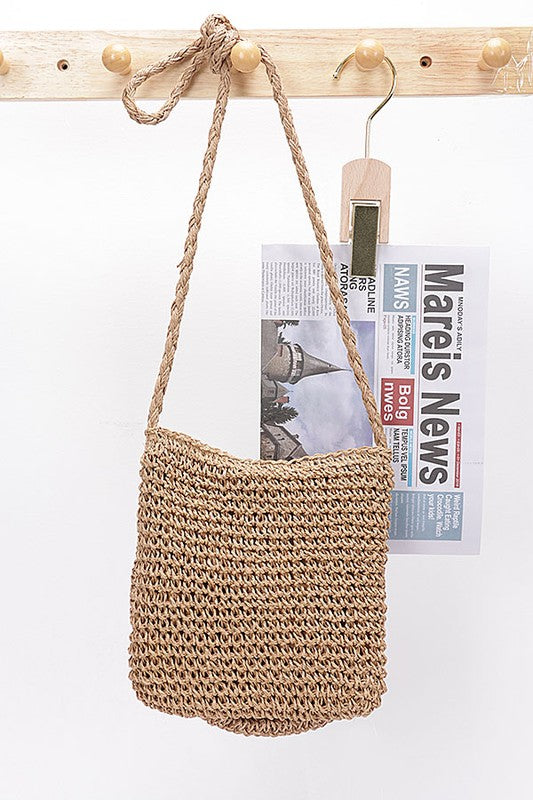 Faux Straw Large Flower Swing Crossbody Bag | Modern Boutique Fashion