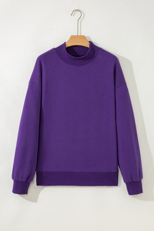 Solid Mock Neck Oversized Sweatshirt