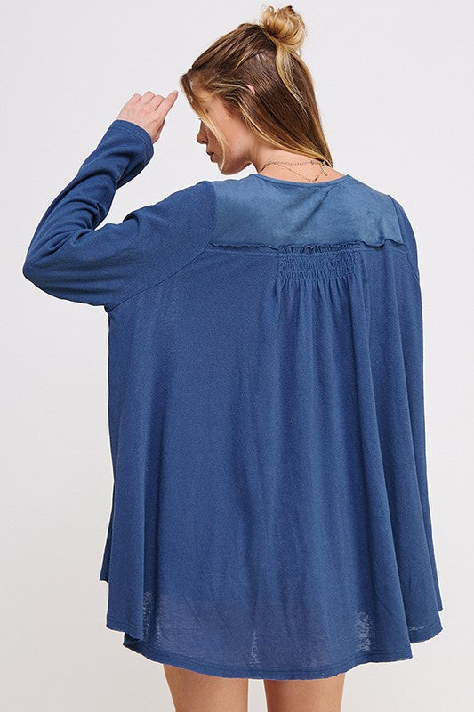 Long Sleeve V-Neck Oversized Button Down Tunic | Modern Boutique Fashion
