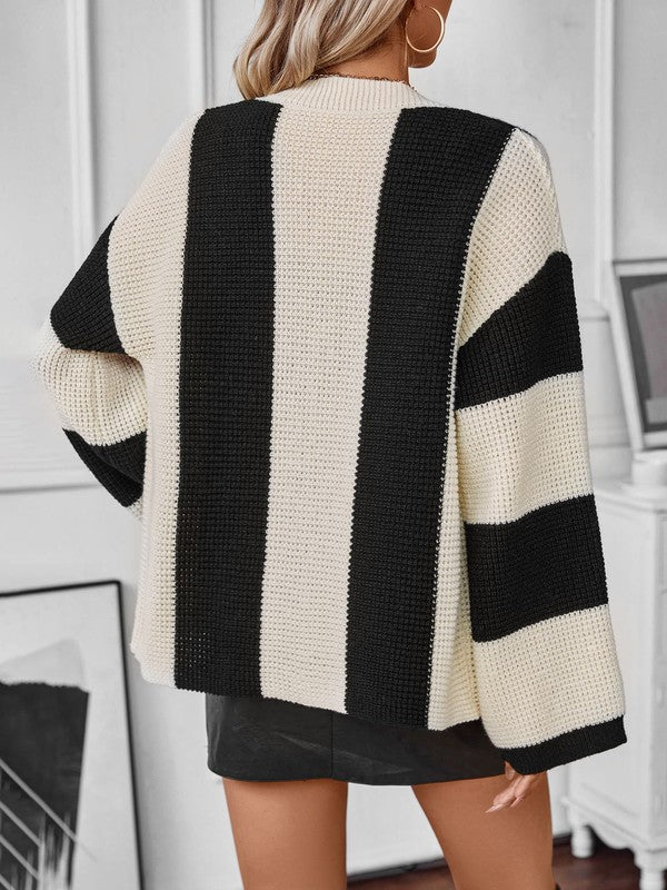 Color Block Striped Knit Cardigan | Modern Boutique Fashion