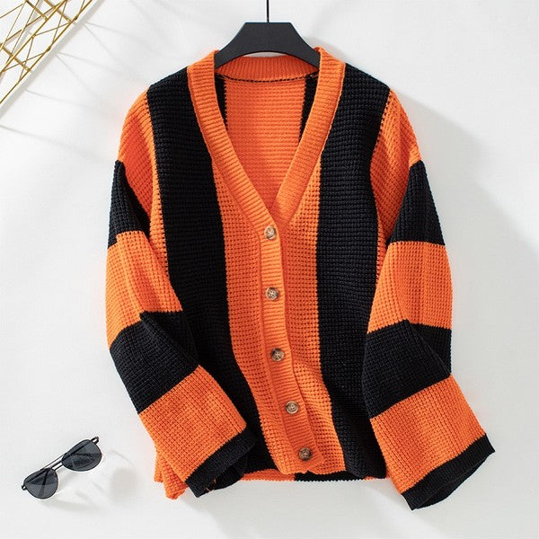 Color Block Striped Knit Cardigan | Modern Boutique Fashion
