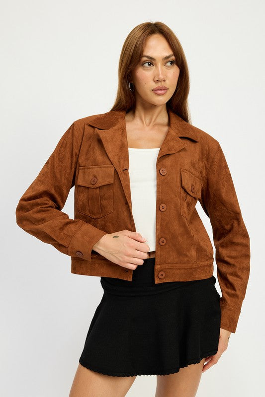 Sude Jacket With Pockets | Modern Boutique Fashion