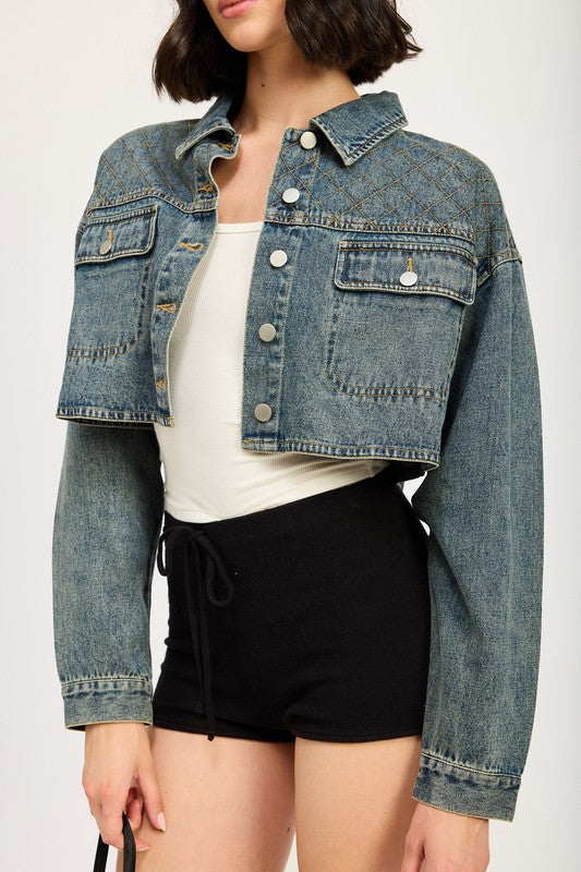 Embroidered Denim Crop Jacket | Modern Boutique Fashion