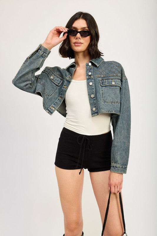 Embroidered Denim Crop Jacket | Modern Boutique Fashion