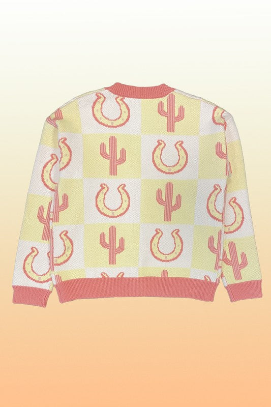 Tiled Cactus Horseshoe Knit Cardigan | Modern Boutique Fashion