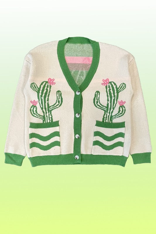 Cactus Flower Cardigan | Modern Boutique Fashion