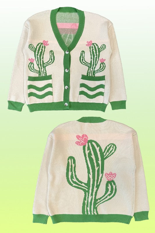 Cactus Flower Cardigan | Modern Boutique Fashion